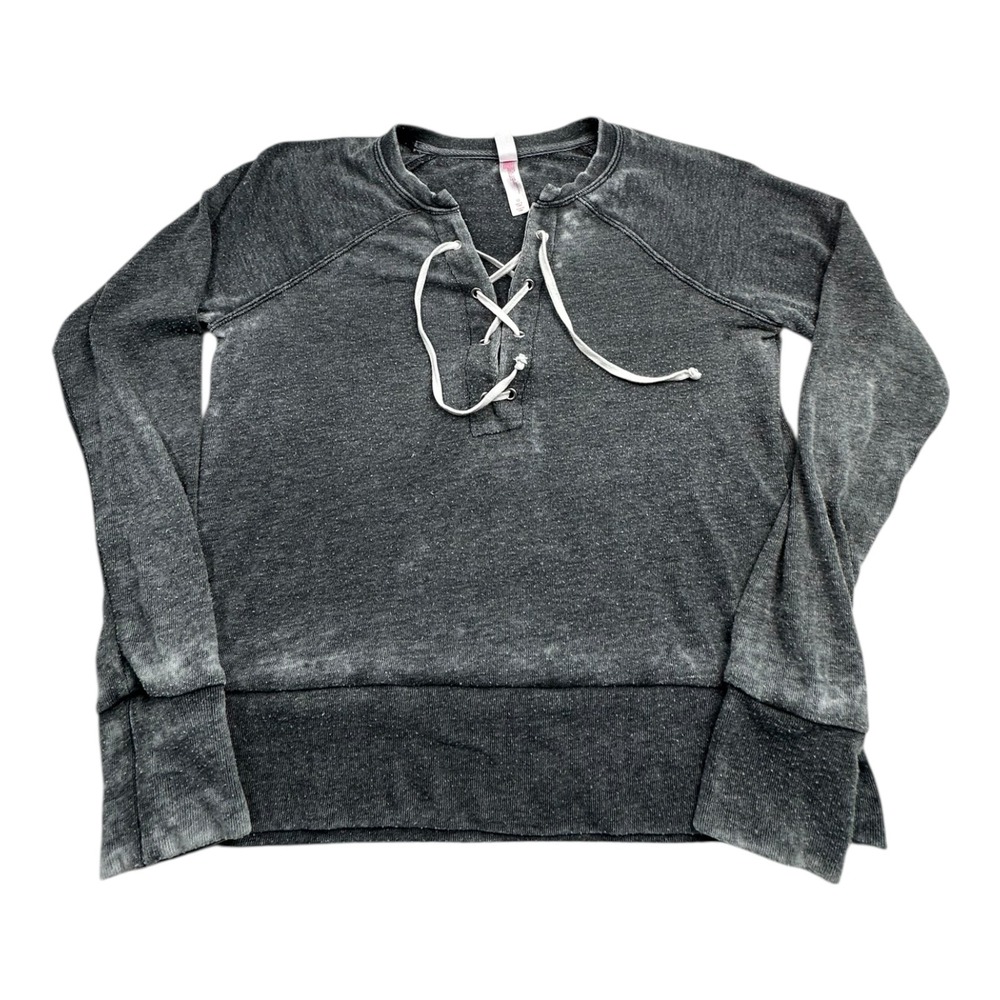 Xhilaration‎ Womens Gray Lace Up Crewneck Sweatshirt XS